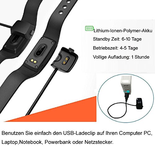 AsiaLONG Aktivitätstracker mit Pulsmesser Bluetooth Fitness Armband Activität Tracker Smart Armband mit Schrittzähler / Schlafanalyse / Kalorienzähler / SMS SNS Vibration Fitness Tracker für Android und IOS (Schwarz) - 9