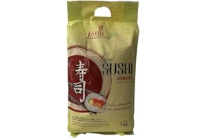 AZALA Lotus Rice Arroz Sushi Japonica 5kg | Arroz Premium de Grano Corto para Sushi | Textura Suave y Sabor Natural | Ideal para Platos Japoneses y Cocina Asiática