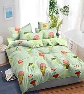 Shubastik 180 TC Cartoon Print Glace Cotton Double Bed Kids Bedsheet with 2 Pillow Covers (90