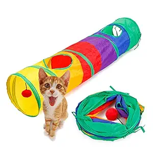 Pets Empire Foldable Cat Tunnel 4 Holes Pet Toy Cat Kitten Rabbit Play Funny Toy (Single)