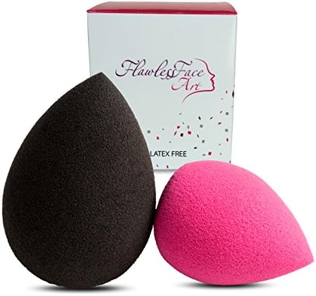 Premium Makeup Sponge Blender Duo – Black and Pink Egg Shaped Colorful Cosmetic Appliator set - Use This Ecotools for Blending Wet or Powder Foundation and Concealer - Get the Quality for Less Price!