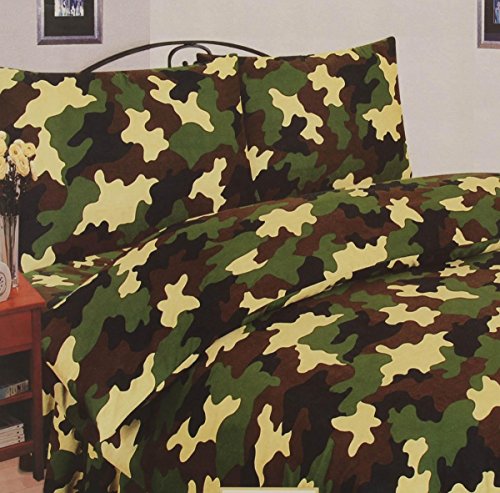 ARMY CAMOUFLAGE MILITARY DOUBLE BED DUVET QUILT COVER BEDDING SET GREEN - NEW