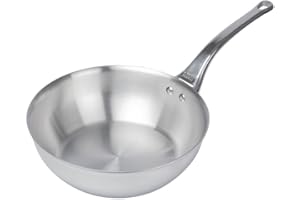 De Buyer - Sauteuse à queue bombée en inox 5 couches AFFINITY - 24 cm - Fabriquée en France, Sans PFAS, Montée Rapide en Température, Inox 18/10, Tous Feux + Four, Finition Poli Brillant