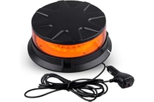 ADAURIS Yellow LED Flashing Beacon for Vehicles, 12V, 48 SMD 3030 LED Chips, Magnetic Base, 23 Flashing Patterns, IP65 Waterproof, Modern Style, Warning Light