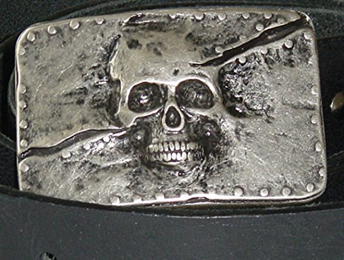 Gürtelschließe Gürtelschnalle – Skull – Totenkopf – massiv gearbeitet – für 3,8 bis 4 cm breite Bänder - 4