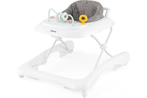 COSTWAY 3 in 1 Girello Pieghevole per Bambini, con 3 Altezze Regolabili, Sedile Imbottito e Piatto Giocattolo Rimovibile, Girello a Spinta con Ruote, per Bambini 6+ Mesi (Grigio)