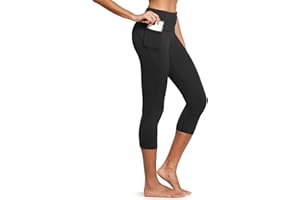 BALEAF Damen 3/4 Sporthose mit Handytasche 7/8 Trainingshose Baumwolle Sport Leggings