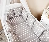 Baby Bettwäsche Design II: Pünktchen grau Nestchen Bettset 100×135 für Babybett Decke Kissen Bettumrandung - 2