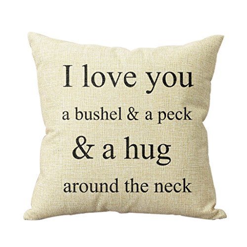 I Love You A Bushel And A Peck Personalized 18x18 Inch Square Cotton Blend Linen Throw Pillow Case Decor Cushion Covers Beige by deardeer