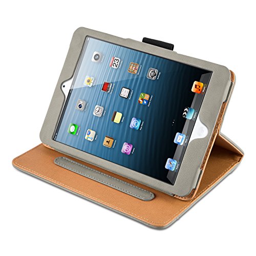 iPad Mini Hülle – JAMMYLIZARD Ledertasche Smart Cover mit Standfunktion für iPad Mini 4. 3. 2. & 1. Generation, OLIVGRAU & HONIG, [MIT STIFT & STIFT-HALTER] - 3