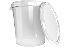 FixedByU Seau avec couvercle - 30 l Fabriqué en Allemagne Convient à un usage alimentaire de stockage stable et hermétique Pour le des aliments, fournitures bureau, chambre Blanc.
