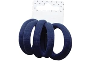 HD Novelty Set of 6 Soft Jersey Endless Hair Elastics Bobbles Bands 6-8mm Thick Elastic Hair Ties Ponytail Holders Stretchy Hair Bands Elastic Cords Hair Accessory for Girls Women Ladies (Navy)