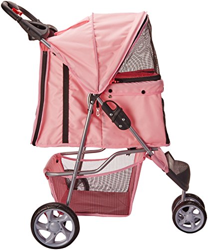 OxGord-Pet-Stroller-Cat-Dog-Easy-Walk-Folding-Travel-Carrier-Carriage-2017-Newly-Designed-3-Wheeler-Elite-Jogger-Rose-Wine