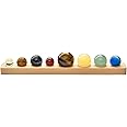 JOVIVI Solar System Galaxy Universe The Eight Planets Healing Stones Chakra Crystals Balls Gemstone Sphere with Wooden Stand Base Feng Shui Ornaments Desk Home Decorations