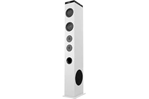 Avenzo - Sound Tower - AV-ST4001W Modèle - 80 W Power - avec Bluetooth - avec Fente microSD et USB - Comprend Une Radio FM - Dimensions: 158 mm x 240 mm x 998 mm - Couleur Blanche