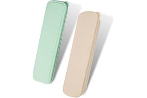 CUHZA GGUFAY 2 Caja de Cubiertos portátil de 20 cm/7,8 Pulgadas, Bolsa de Viaje para Almacenamiento de vajilla, Bolsa de Camping, para Cuchara, Tenedor y Palillos (Verde,Beige)
