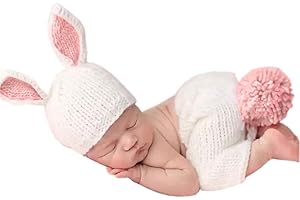 Amorar Fotografia per Neonato Foto Prop Boy Girl Knitting Costumes Abiti Abbigliamento Cappello Carino Fotografia Prop Pantaloni Pantaloni Bunny Cappello Lavorato a Maglia Vestiti