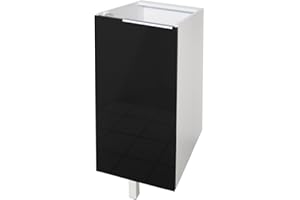 Berlioz Creations CP3BN - Mueble bajo de Cocina con 1 Puerta (30 cm), Color Negro Brillante