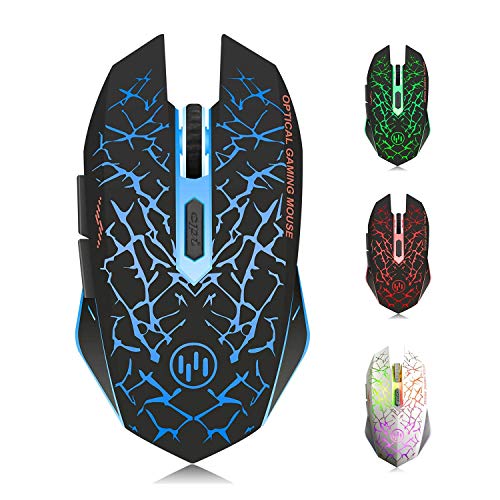 TENMOS K6 Kabellose Maus Gaming, Wiederaufladbarer LED Optischer Silent Kabelloser Ergonomische Computer Mäuse mit USB-Empfänger, 3 einstellbaren DPI und 6 Tasten, für MAC/Laptop/PC/Notebook (Blau) TENMOS K6 Kabellose Maus Gaming, Wiederaufladbarer LED Optischer Silent Kabelloser Ergonomische Computer Mäuse mit USB-Empfänger, 3 einstellbaren DPI und 6 Tasten, für MAC/Laptop/PC/Notebook (Blau)
