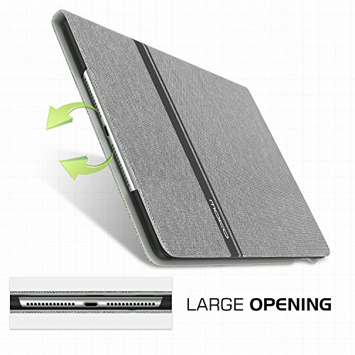 MoKo Hülle für Neu iPad 9.7 Zoll 2017 – Stoßfest Ledertasche Schutzhülle mit Auto Sleep/Wake up Funktion, Standfunktion und PC Bumper für Apple New iPad 2017 9.7″ Tablet, Hellgrau - 9