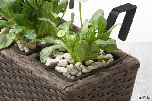 GARTENFREUDE Balkonkasten Blumenkasten Polyrattan inkl. Aufhängung, 47 x 17 x 15 cm 4er-Set, cappuccino - 3