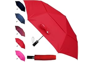 COLLAR AND CUFFS LONDON Wiatroszczelny, kompaktowy parasol StormDefender 50 km/h, wzmocniona rama z włókna szklanego, wentylowany baldachim, mały, mocny, składany, wodoodporny, automatyczne otwieranie