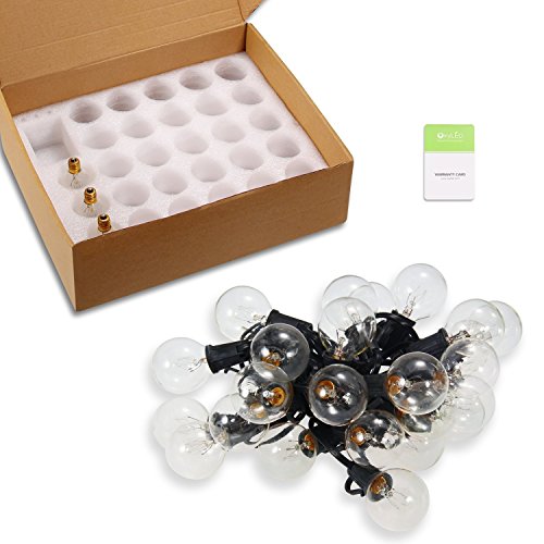 OxyLED G40 Globe String Lights £-with 25 CLEAR Bulbs £-Black £-220 V - 8