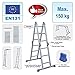 Produktbild Leiter mit Gelenken - Hohe Alu Stehleiter Mehrzweckleiter Multifunktionsleiter 4x3 Stufen mit Plattform faltbar TÜV 150 kg Traglast