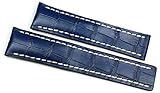 RIOS 1931 Herren Leder Uhrenarmband 22mm Krokoprägung blau für Breitling Faltschließe