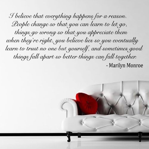 I Believe - Marilyn Monroe Quote Wall Sticker / Decal - Black - W74 x H30
