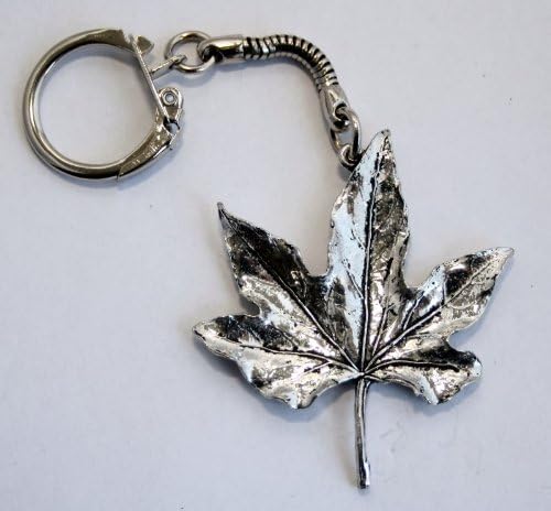 Maple Leaf Key-ring (keychain) by Hoardersworld, Fine English Pewter, Handmade (tsH)