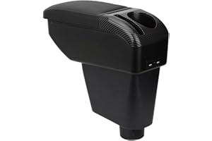 ZENVI Armrests Compatible with Renault Dacia Clio Armrest 2005-2018 Center Console Organizer Box Double Layer Storage Style Usable for Elbow Support （Black Style）