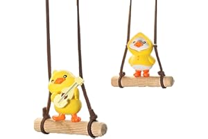 SHIGKEU 2pcs Swinging Duck Car Hanging Ornament Funny Playing Guitar Duck Pendant for Rearview Mirror Flying Duck Car Interior Hanging Accessories Auto Home Decor Gifts for Men Women