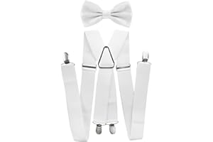 axy Herren Hosenträger mit Fliege - 4 Starken Clips X-Form