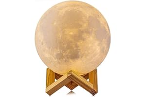 Gem Supplies Lampara de luna - Lampara en forma de luna 3D - 15 cm de diámetro y 9 colores distintos a elegir - Mando remoto incluido - Perfecta para dormitorios o salas de estar