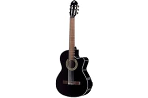 GEWA guitare classique électro-acoustique Basic Plus, table en épicéa, corps en tilleul, 4/4, corps mince, noir
