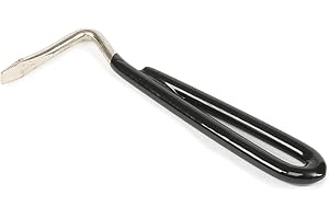 Freerein Equipment PACK of 10 - EZI-GROOM Pear Shaped Strong Metal Hoof Pick with Coloured Vinyl Handle for Grooming - (Black)