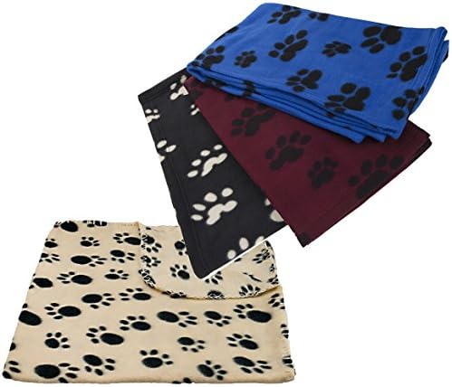 SOFT COSY WARM FLEECE PAW PRINT PET BLANKET DOG PUPPY ANIMAL CAT BED LARGE SIZE Assorted