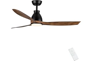 Newday Ventilatore Soffitto Motore DC con Luce LED Telecomando Silenzioso, 132 cm Ventilatore Soffitto Legno con Lampada, Ventilatori Soffitto con Luce Dimmerabile, 3 Pale per Camera letto Soggiorno