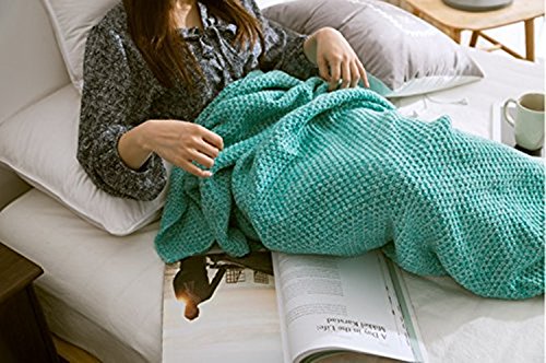 KiKi Monkey Multi-Größe handgemachte gestrickte Mermaid Schwanz-Decken-Sofa Schlafsäcke All Seasons für Erwachsene Kinder (M, GREEN) - 3