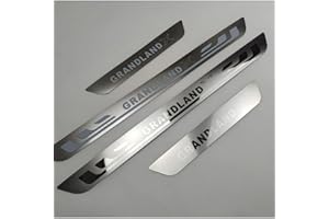 MOOWI 4pcs Stainless Steel Car Door Sill Protector Strips for Vauxhall Opel Grandland X, Car Door Edge Entry Scuff Guard Strips, Threshold Plate Welcome Pedal Trim