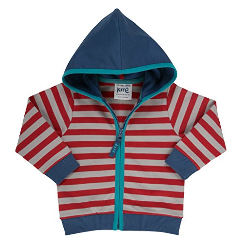 Kite Baby Boys Stripy Zip Through Long Sleeve Hoodie, Red (Red/Grey), 18-24 Months