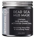 O Naturals Dead Sea Mud Mask with Charcoal - 8.45 oz. Detoxifying Facial Mask for Removing Impurities, Deep Cleansing, Exfoliating & Pore Minimizing. Enriched with Vitamin E & Jojoba Oil. Vegan