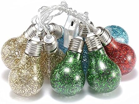 DINOWIN LED Bulbs String Lights, 10LED Globe Bulb Lights-Battery Powered-Indoor/Outdoor Fairy Lights for Patio,Café Bars,Garden Bedroom Pergola Umbrella Wedding Dinner Party Decoration (Multicolor)