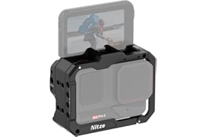 Nitze Gabbia per Insta360 Ace Pro 2/Ace Pro/Ace, Gabbia in Alluminio Verticale Orizzontale per Videocamera con Interfaccia Magnetica e Cold Shoe per Luce Video a LED - T-IN03A