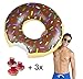 Produktbild XXL Riesen aufblasbarer angebissener Donut Biss Schwimmring Schwimmreif Schokoladen - Design für den Pool, See & Strand, Meer, Wasser mit 3x Getränkehalter Donut für Flaschen und Getränke, Cocktail pink, braun - (braun)
