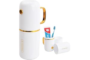 CATIME 1 zestaw uchwytów na szczoteczki do zębów, kubek podróżny, przenośny uchwyt na kubki do mycia, pojemnik do przechowywania pasty do zębów, plastikowy futerał do płukania ust, pojemniki na szczotkę do użytku biznesowego na kemping, podróż, do szkoły lub codziennego użytku, biały, Organizer do torby