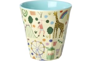 ReWu Rice Melamin Becher Medium Mint - Fun Fair Print - Kinderbecher Campingbecher Campinggeschirr Trinkbecher Melamingeschirr Bruchsicher BPA-frei 250ml