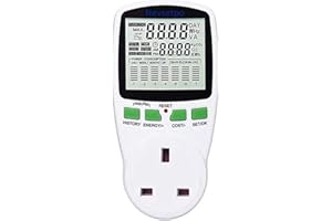 NEVSETPO Power Meter UK Plug, Energy Monitor Watt Meter, Smart Meter Energy Monitor 7 Modes LCD Display, Electric Meter Socket Tester Watt Meter Power Consumption Analyser Voltage Energy Saving Amp KW