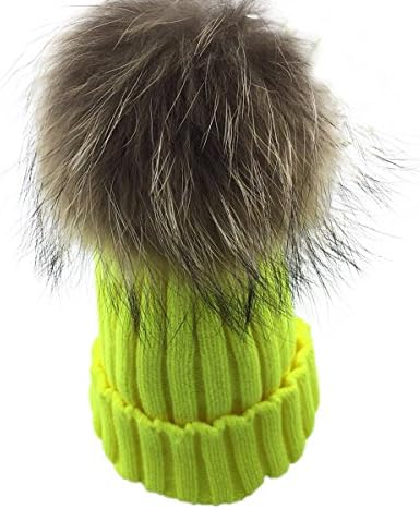 Winter Warm Knitted Worm Hat Snowboard Hat Bobble Cap,Yellow-M